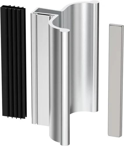 Manija de puerta de ducha sin marco cromada brillante de 3-3/4", con tope metálico e imán de 3", kit de pestillo magnético para puertas de ducha que