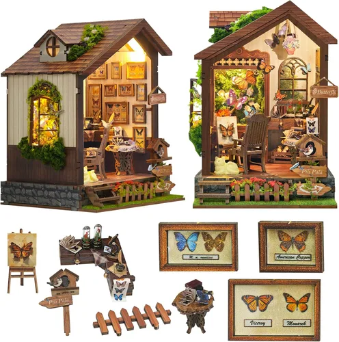 Roroom Casa de muñecas en miniatura con muebles, kit de casa de muñecas para adultos y adolescentes, Booknook Tiny House Librería Decoración Mini