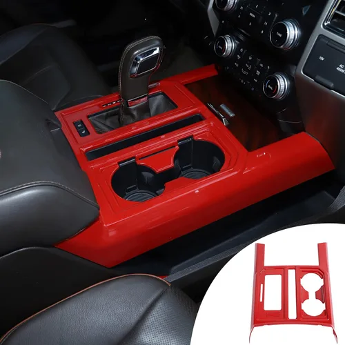 Miniatura 8 de Voodonala Cubierta de panel de consola de engranajes estilo madera negra para Ford F150 2015-2020 (madera negra, 1 unidad, ABS)