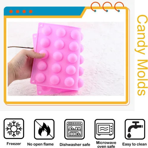 Miniatura 6 de 35 moldes de silicona semicírculo de la cavidad mini semi de la esfera de los moldes del silicón del semicírculo para el chocolate del caramelo