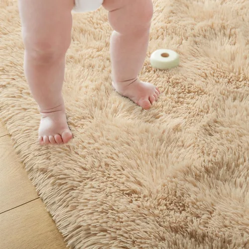 Miniatura 5 de Przemy - Alfombra mullida para dormitorio y sala de estar, alfombra de 4 x 6 pies, beige, alfombra de pelo largo suave y esponjosa, alfombra