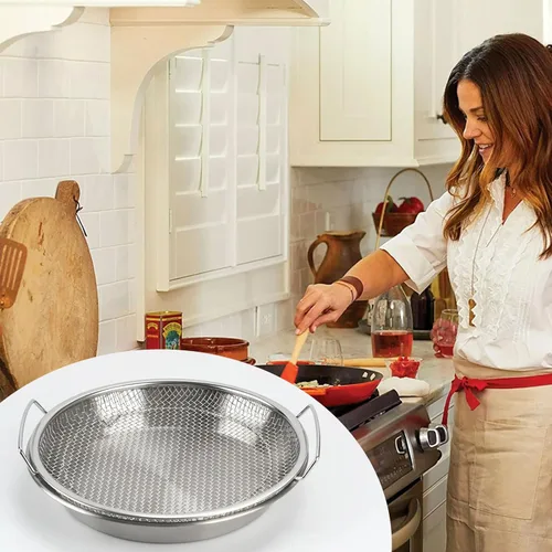Miniatura 7 de Bandeja de filtro de aceite, coladores de malla de acero inoxidable, accesorios para freidora de aire, estante de drenaje de alimentos fritos