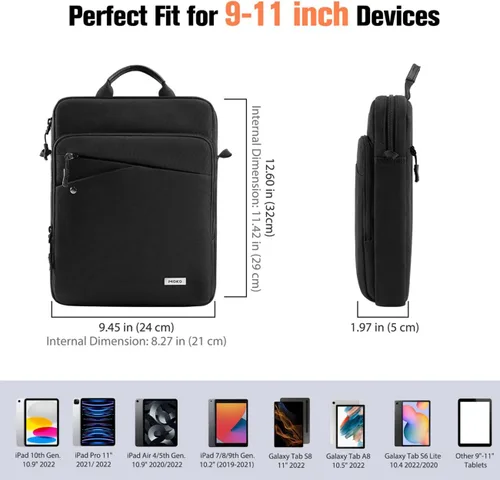 Miniatura 4 de MoKo Bolsa para iPad de 9-11 Pulgadas, Funda de Transporte para Tableta, Funda Protectora de Tableta de 360° Estuche de Viaje con Correa
