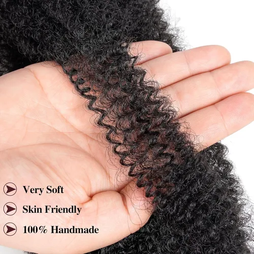 Miniatura 6 de ROKTRESS Cabello afro Spring Twist de 16 pulgadas, 8 paquetes de cabello trenzado Marley Twist para rastas sintéticas, extensiones de cabello 1b