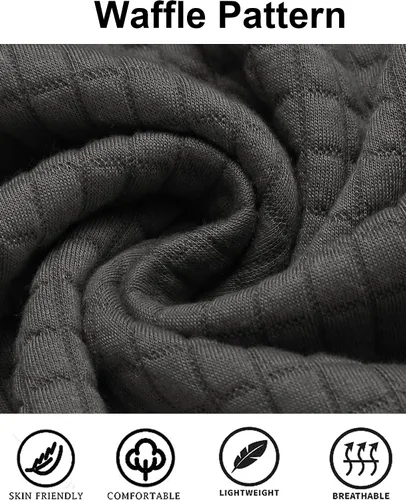 Miniatura 5 de COOFANDY - Sudadera con capucha para hombre, casual, de manga larga, con cordón ajustable y tejido de punto de gofre