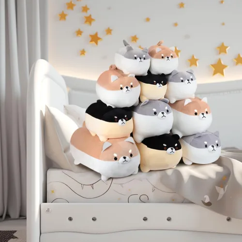 Miniatura 6 de AFAN Shiba Inu - Almohadas de peluche Kawaii de peluche para perro Corgi, lindos y suaves, regalos (negro, 11.8 pulgadas)