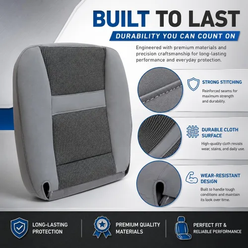 Miniatura 2 de GXARTS Funda de repuesto para asiento delantero del lado del conductor de tela gris compatible con Dodge Ram 2500 3500 4500 5500 2006 2007 2008 2009