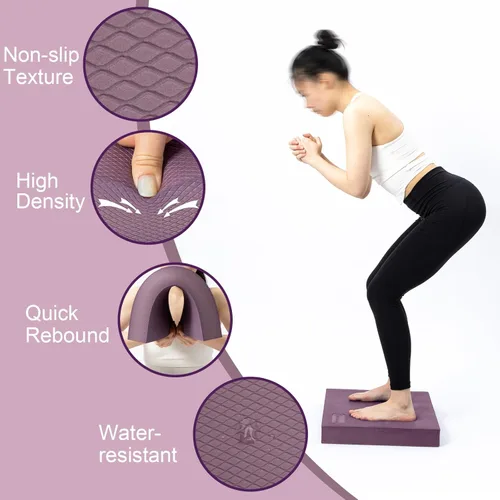 Miniatura 5 de StrongTek Almohadilla de equilibrio de espuma extra ancha para terapia física, 19 x 15.8 x 2.4 pulgadas, almohadilla de espuma TPE de alta densidad