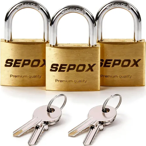 Miniatura 9 de SEPOX® 16 candados de latón macizo resistentes de 1.575 pulgadas con las mismas llaves, 24 unidades, cuerpo a prueba de intemperie de 1-9/16 16pcs