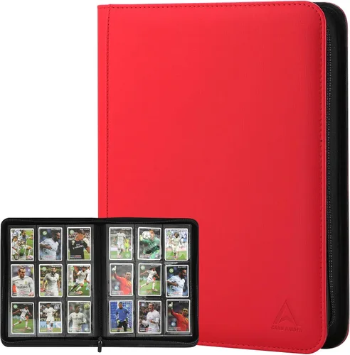 Miniatura 7 de Carpeta de 9 bolsillos para tarjetas intercambiables, capacidad 540 con cierre de cremallera, protector de tarjetas de piel sintética de doble cara