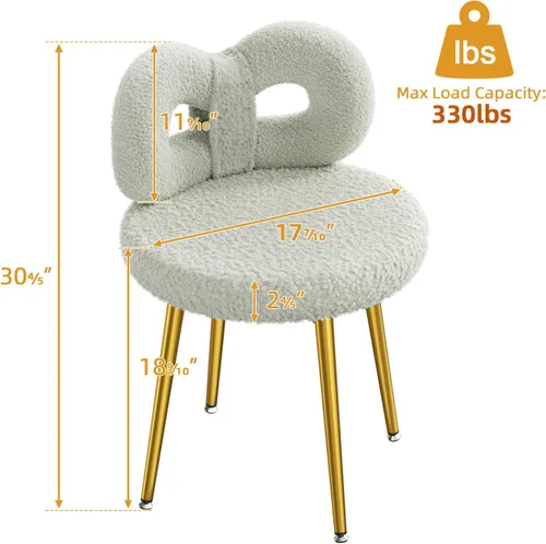 Miniatura 2 de ROOMTEC Silla de tocador giratoria con respaldo, silla de escritorio tapizada para niñas, tocador de maquillaje moderno para dormitorio, sala