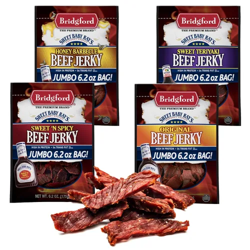 Miniatura 24 de Bridgford Sweet Baby Ray's Beef Jerky Sweet N Spicy - Paquete de 2 unidades de 6.2 onzas, cecina de res picante endulzada con alto contenido