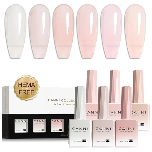 Miniatura 24 de CANNI Kit de esmalte de uñas de gel, 6 colores, rosa nude, 0.3 fl oz, tonos de piel, uñas francesas, marrón neutro, kit de uñas de gel para remojar