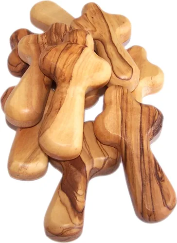 Miniatura 9 de Holy Land Market cruz de mano de madera de olivo con bolsa de regalo de terciopelo, de Belén