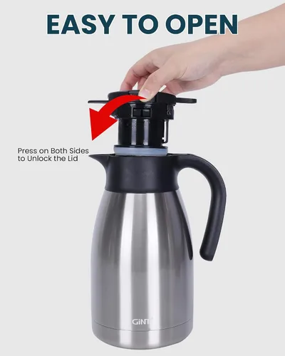Miniatura 5 de GiNT Jarra térmica de café en acero inoxidable de 51 onzas con tapa / Jarra térmica de doble pared al vacío / 12 horas de retención del calor