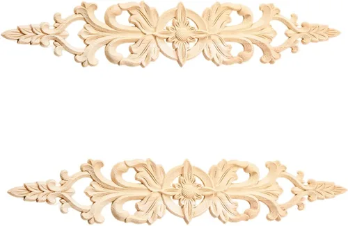 Miniatura 14 de MUXSAM 1 apliques largos tallados en madera para muebles, calcomanías de tallado de madera sin pintar para pared, armario, espejo, repisa, puerta, 1