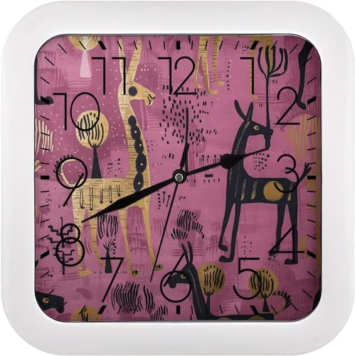 Miniatura 13 de 10" Square Modern Wall Clock,Ancient Egypt Print Kitchen Clocks Wall Battery Operated,Silent Non Ticking Unique Funny Cute Wall Clock for Living