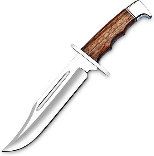 Miniatura 5 de H & H BLADES Cuchillo Bowie de acero D2 hecho a mano de 14 pulgadas con funda de cuero, cuchillo de caza con mango de madera duradero, ideal