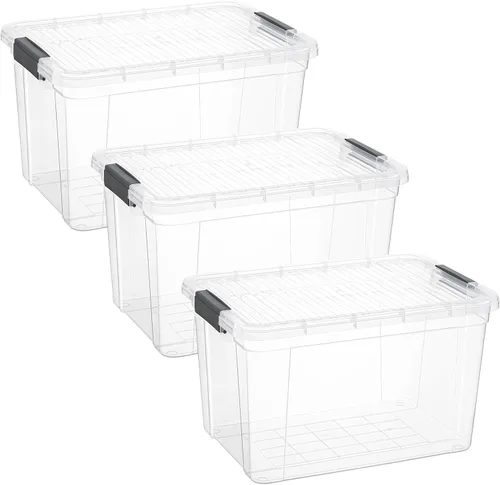 Miniatura 61 de Superio Cajas de almacenamiento transparentes con tapas, contenedores de plástico de 2.5 cuartos de galón para organizar, cajas apilables, sin BPA