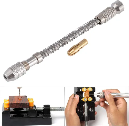Miniatura 8 de KATUR Taladro de mano de precisión semiautomático para hacer agujeros, herramienta de fabricación de agujeros, mandril de taladro manual en espiral