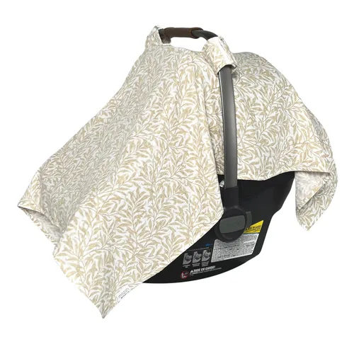 MOZAH Funda de asiento de coche para bebé, hojas beige, 100% muselina orgánica, suave, transpirable y ligera, esencial para asiento de automóvil