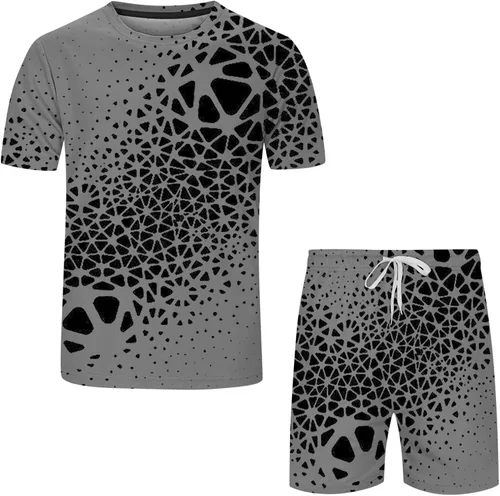 Miniatura 4 de ZDDO Conjunto deportivo de verano de 2 piezas para hombre, camiseta con estampado gráfico atlético, pantalones cortos, conjunto casual