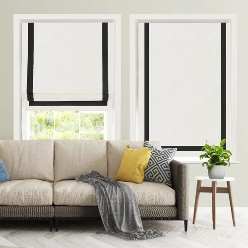 Miniatura 2 de DEJAVU Persianas romanas de bambú inalámbricas, opacas con filtro de luz para ventanas de interior, persianas tejidas naturales con cenefa