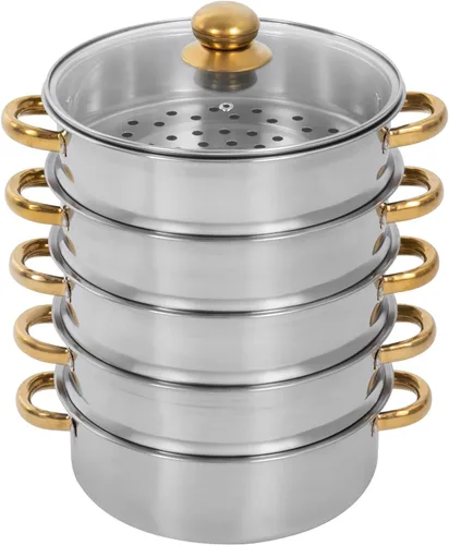 Ollas de vapor de acero inoxidable, antiadherentes para carne y verduras, olla de vapor de cocina, olla de vapor para albóndigas, utensilios de 5