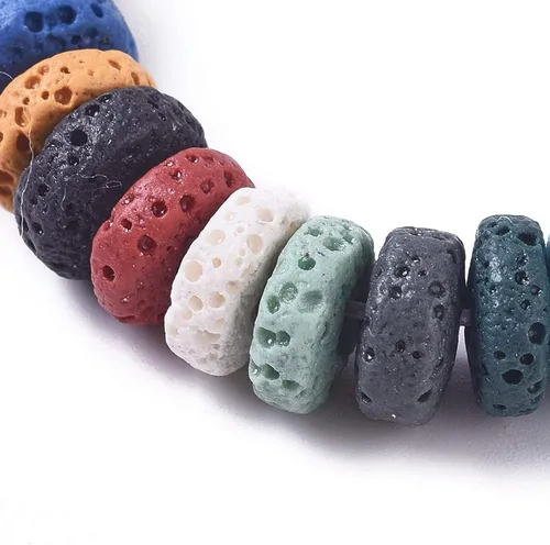 Miniatura 17 de Craftdady 25 cuentas de piedra de lava negra natural, tubo de columna, piedras preciosas volcánicas, cuentas sueltas para curación de energía