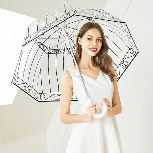 Miniatura 5 de Paraguas de burbujas para mujeres y niñas, toldo transparente transparente, paraguas grande transparente para lluvia