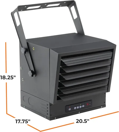 Miniatura 9 de Comfort Zone Calentador de Garaje Cableado de 10,000W - Montaje en Techo Industrial y Comercial, Calentador de Ventilador Forzado de 240V con Negro