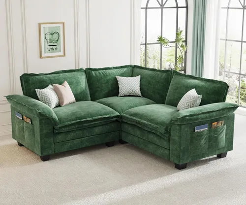 Miniatura 25 de KKL Sofá Seccional Modular de 89 Pulgadas, Sofá de Amor de 2 Asientos Sofá Nube con Asiento Profundo, Sofás Seccionales de Chenilla para Sala