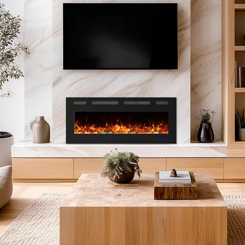 Miniatura 7 de Insertos de chimenea eléctrica de 42 pulgadas, calentador de chimenea lineal ultrafino con termostato, brillo y velocidad ajustables, temporizador