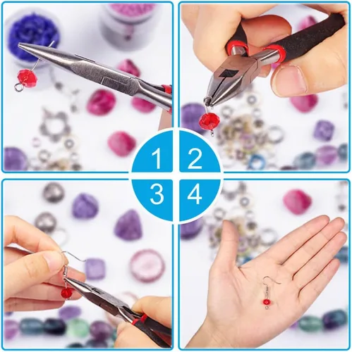 Miniatura 5 de PAXCOO Kit de suministros para hacer joyas con herramientas, alambres, hallazgos para reparación de joyas y abalorios