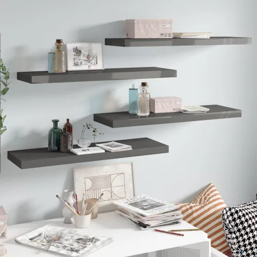 Miniatura 91 de Estantes flotantes de pared, juego de 4 estantes decorativos para montar en la pared, estante colgante con soportes invisibles para decoración