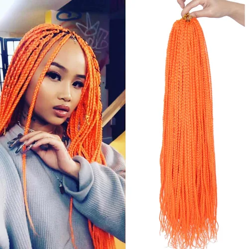 Miniatura 17 de 6 paquetes de trenzas de ganchillo de caja, cabello sintético pre-anillado, trenzas de ganchillo de caja, trenzas de ganchillo de 22 pulgadas