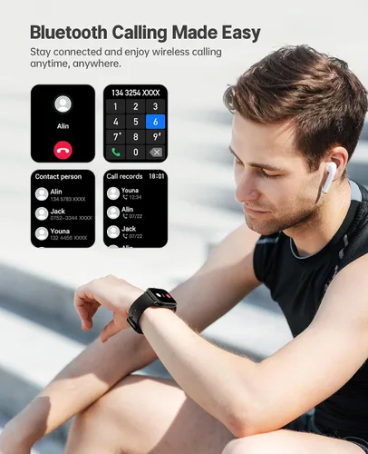 Miniatura 2 de Reloj inteligente para Android para hombres y mujeres, pantalla táctil de 1.91 pulgadas con monitor de sueño de oxígeno en sangre y frecuencia
