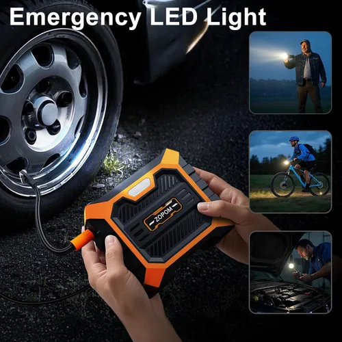 Miniatura 4 de Inflador de neumáticos, compresor de aire portátil DC 12 V, compresor de aire portátil con manómetro digital bomba de aire para neumáticos de Naranja