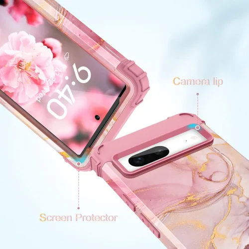 Miniatura 3 de Funda para Pixel 7, funda para Google Pixel 7, funda protectora de silicona rígida de policarbonato duro 3 en 1, resistente a prueba de golpes