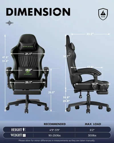 Miniatura 3 de GTPLAYER Silla de juegos para adultos, sillas ergonómicas de videojuegos con altavoces, reposapiés y reposabrazos de conexión, silla reclinable