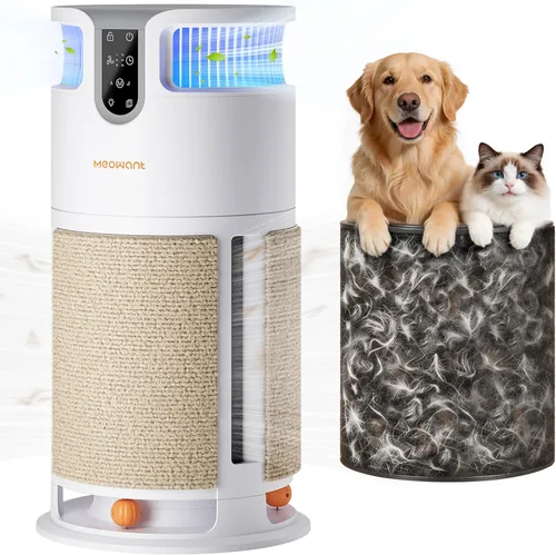 Meowant Purificador de aire para mascotas para el hogar, habitación grande de hasta 3900 pies cuadrados, entrada de aire en forma de U de 360°,