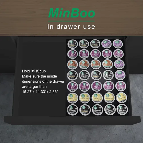Miniatura 3 de MinBoo BamBoo - Soporte para cápsulas K para cajón o encimera, organizador de cápsulas K, soporte para cápsulas de café, contiene 35 cápsulas