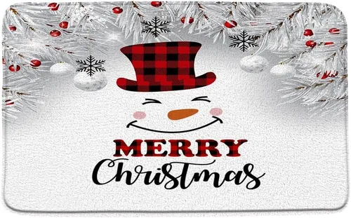 Miniatura 7 de Sunhe Tapete de baño de gnomo de Navidad, lindo gnomo, folklore, elfos, rojo y negro, búfalo, a cuadros, pino, bolas de Navidad, decoración de baño