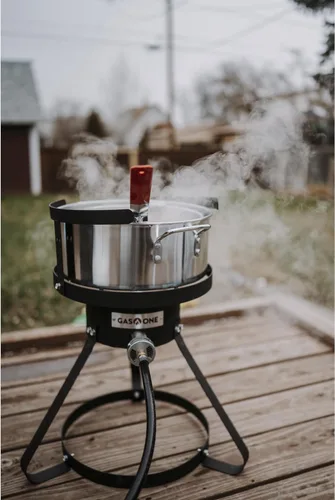 Miniatura 8 de Gas One Olla de Cocina de Aluminio Freidora Profunda con Cesta – Olla de Freír de Aluminio de 10QT con Asa de Agarre Fácil – Freidora Duradera