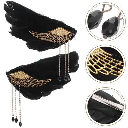 Miniatura 9 de Beaupretty Pinzas de pelo de ángel para adolescentes, niñas y mujeres, accesorios para el cabello de boda con borla para fiestas de vacaciones