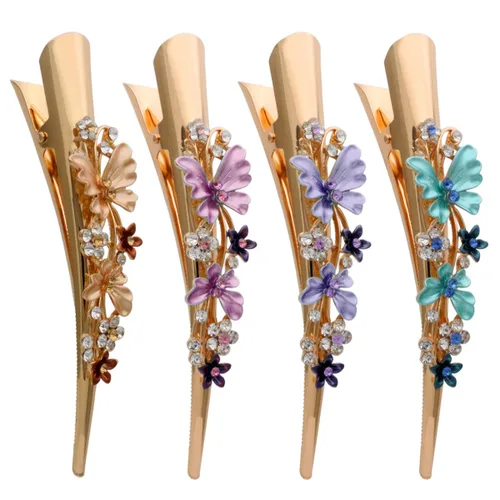 Fashion & Lifestyle Juego de 4 pinzas de corte de cocodrilo grandes de aleación de metal para mujeres y niñas, horquillas para el cabello muy