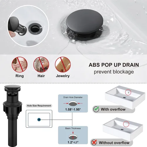 Miniatura 7 de Midanya Grifos de baño en cascada, grifo de lavabo de baño de una sola manija de 1 agujero, moderno grifo de lavabo de tocador de RV con drenaje