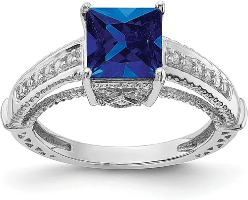 ICE CARATS Anillo de plata de ley 925 creado en laboratorio con circonita cúbica de zafiro azul, piedra natal de septiembre, joyería fina para