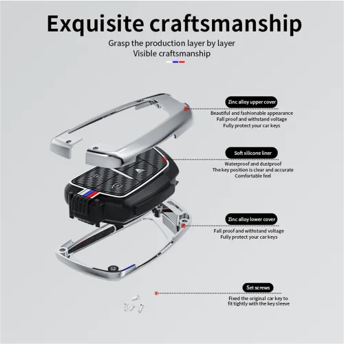 Miniatura 7 de Funda para llave de coche para Chevy Silverado Suburban Tahoe Equinox Traverse GMC Terrain Yukon Denali Acadia Buick Envision 2021-2025 Marco