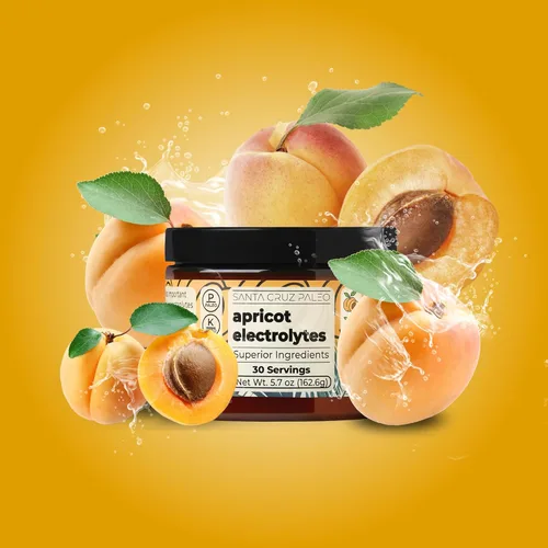 Miniatura 7 de Santa Cruz Paleo Polvo de electrolitos, sabor a albaricoque, mezcla de bebida de hidratación sin azúcar con sal rosa del Himalaya, sal marina